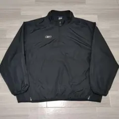 Reebok ナイロンジャケット ハーフジップ 黒 XL
