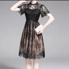 【美品】総レース　バイカラードレス