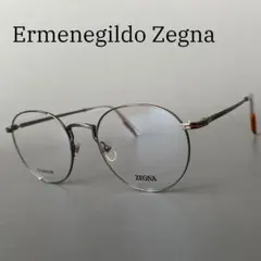 エルメネジルドゼニア メガネ シルバー グレー オーバル チタン 銀 