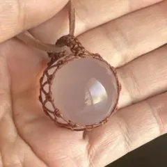 天然石　マクラメ編みペンダント　 高品質　ローズクォーツ