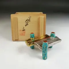 Ｗ４４９　蓋置　『色絵　八ツ橋』『高野昭阿弥 造』　共箱　茶道具のサムネイル