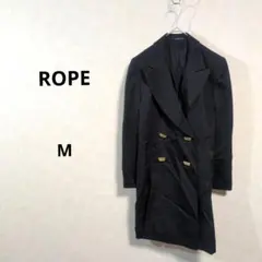 ROPE　ロペ　黒のダブルブレストコート　毛100%　ロング丈　Mサイズ 327