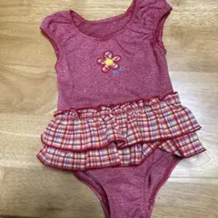 ミキハウス ベビー水着 女の子 80cm レッド チェック柄