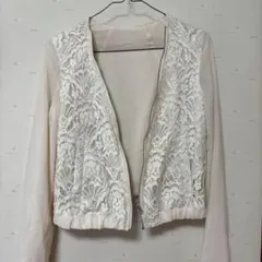 リバーシブル　シフォン　レース　ブルゾン