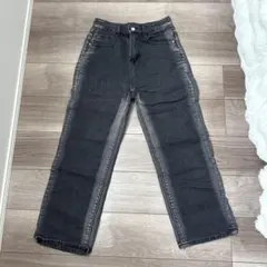 ダークグレー ワイドレッグデニム