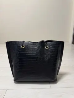 ZARA クロコダイル型押し ブラックトートバッグ