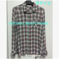 NATURAL BEAUTY BASIC チェック長袖シャツ M★レーヨン素材のサムネイル