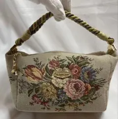 新品未使用　Think Bee! ゴブラン織り 花柄 ハンドバッグ チャーム付