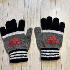 adidas ストライプ手袋 グレー/ブラック