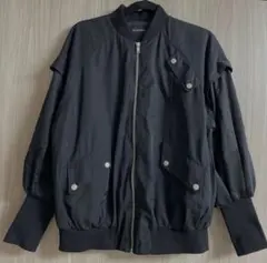 新品 未使用 JEANASISブラック デザインジャケット ブルゾン MA-1