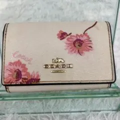 COACH コーチ フローラルプリント 6連キーケース ホワイト ピンク