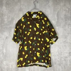 X-girl エックスガール　半袖　アロハ　黄　シャツ　チェリー　茶色　夏
