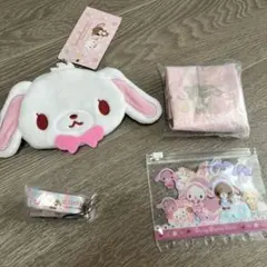 シュガーバニーズ　白うさぎ　エコバッグ ダイカットポーチ　シール　ストラップ