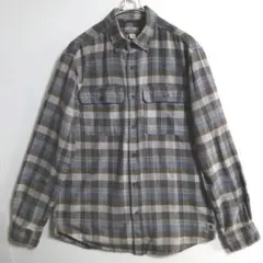 1248　OCEAN COAST　長袖ネルシャツ　M　灰茶　チェック　US古着