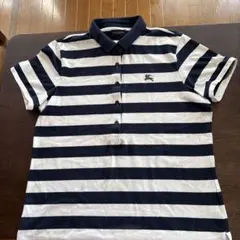 BURBERRY GOLF ポロシャツ L ネイビー/ホワイトストライプ