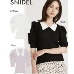 ニットカラーパフスリリブプルオーバー