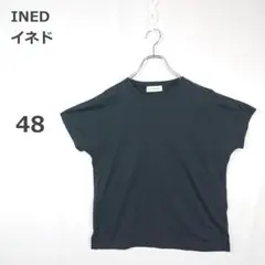 【イネド】Tシャツ カットソー 半袖 シンプル カジュアル オフィス 黒