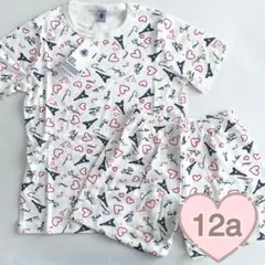 新品未使用 プチバトー 半袖パジャマ 12ans エッフェル塔 ハートのサムネイル