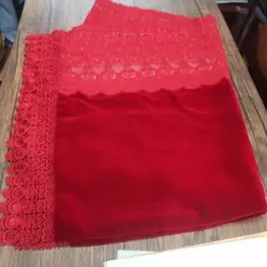 赤いベルベットレース着物ショール