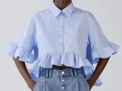 【中古】GU ペプラムシャツ(5分袖) by rokh Mサイズ