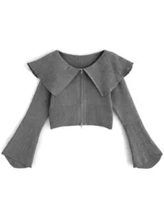 【美品】GRL ビッグカラーダブルジップニットトップス[kz447]