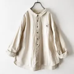 美品 ソウルベリー 僕と私の、休日プルオーバーシャツ ちび襟 ゆったり キナリのサムネイル