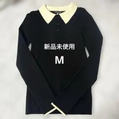 RagOut 長袖 リブニット ポロシャツ バイカラーM