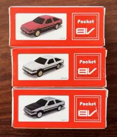 ミニカー Pocket BV カローラレビン レッド、ホワイト、シルバー ３点のサムネイル