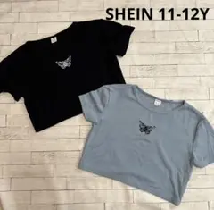 SHEIN ショート丈リブ半袖T 11-12Y 2枚セット