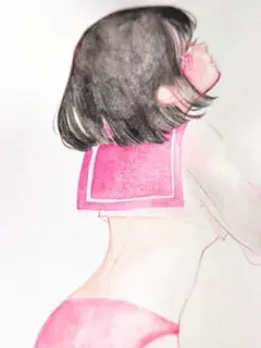 女の子 手描きイラスト アナログイラスト オリジナルイラスト