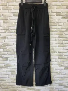 【新品】カーゴパンツ ブラック L レディース 裾ドローコード ウエストゴム