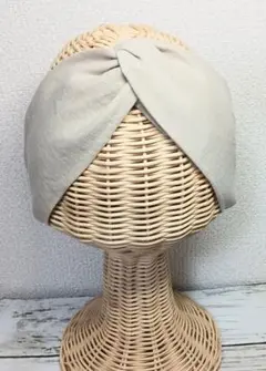 ハンドメイド　クロスターバン　柔らかハーフリネン　ライトベージュ