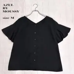 ..AZUL BY MOUSSY フレアスリーブ ブラウス ブラック Mのサムネイル