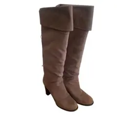 グレー スエード ロングブーツ ヒール8cm