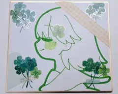 手描きイラスト 色紙 原画 色鉛筆 一点物 女の子 オリジナル アナログ 萌え絵