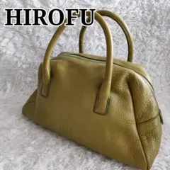 HIROFU ヒロフ ミニボストン ハンドバッグ シボレザー Hロゴ オリーブのサムネイル