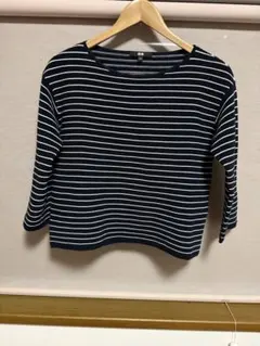 ユニクロ　ボーダー　ロンT ボートネック　ネイビー　マリン