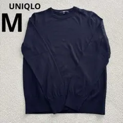 UNIQLO メリノクルーネック　ネイビー 長袖セーター M ウール100%