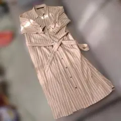 VECCA VECCA ベージュストライプ シャツワンピース