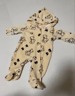 クマ柄フード付きロンパース 70cm