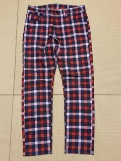 美品 UNIQLO メンズ ゴルフパンツ向き 赤青白チェック Sサイズ