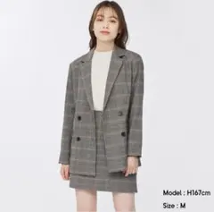 美品 ジーユー GU ダブルブレストテーラードジャケット(チェック) サイズL