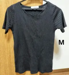 黒のリブ編み半袖Tシャツ Mサイズ