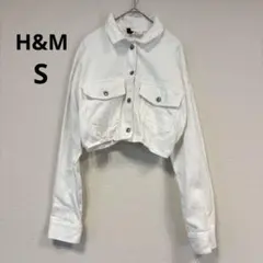 トレンド✨H&M DIVIDED クロップド デニムジャケット【S】ホワイト