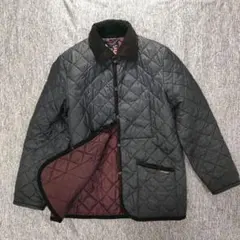 現行タグ LAVENHAM キルティングジャケット 裏地ロゴ総柄 英国製 黒 L