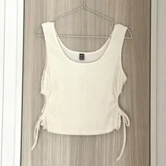 SHEIN ノースリーブ トップス ギャザー アイボリーのサムネイル