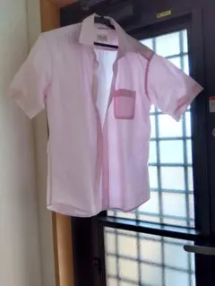 GLOBAL WORK 半袖シャツ ピンク Mサイズ 綿麻混のサムネイル