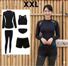 【新品】　XXL ラッシュガード　5点セット レディース 体型カバー 水着