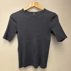 UNIQLO リブクルーネックT 半袖 ダークグレー Mのサムネイル
