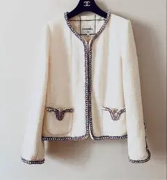 CHANEL シャネル ツイードジャケット 20Cミルキーホワイト 40のサムネイル